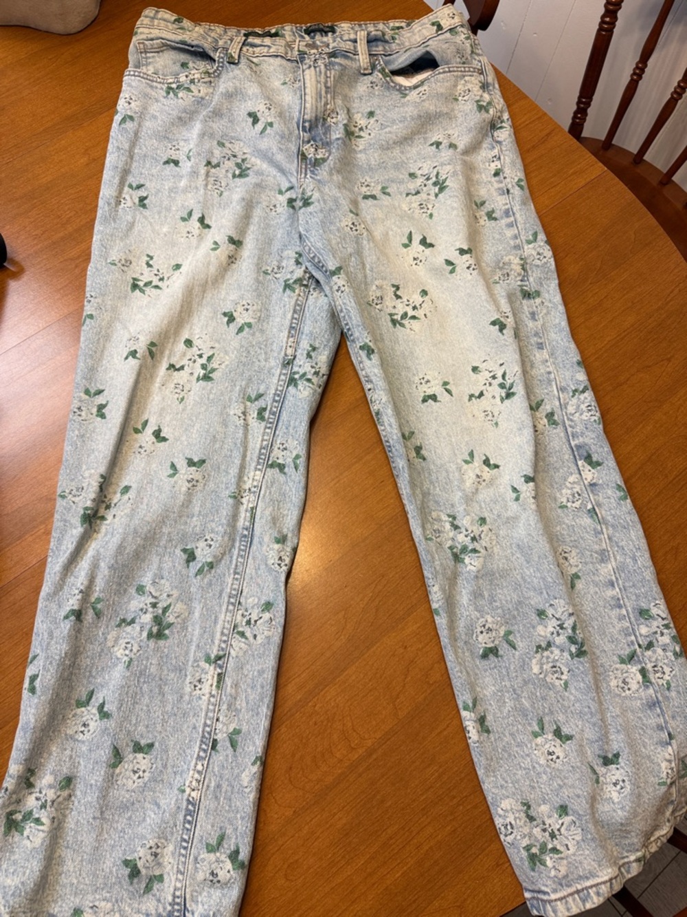 Wild Fable 90s retro Light Wash Floral Print Jeans